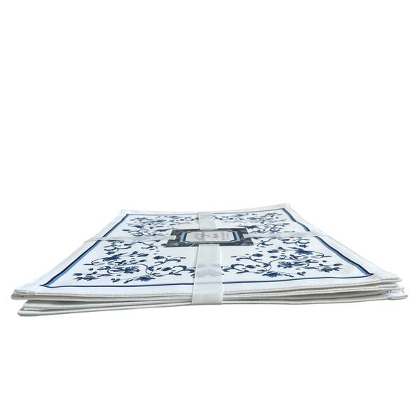Blue Portofino by Spode Set of 4 Placemats 13x19 Blue & White Spring Floral NEW - Picture 7 of 14